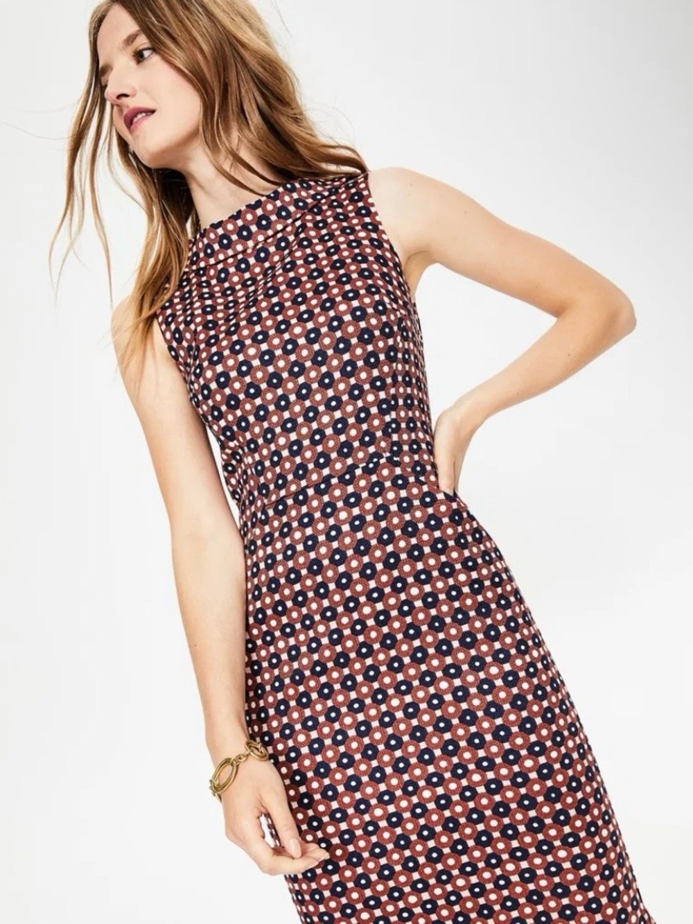 Boden Martha Seamed Retro Geometric Print Sheath Dress Size 6P MSRP $138 - Picture 3 of 7